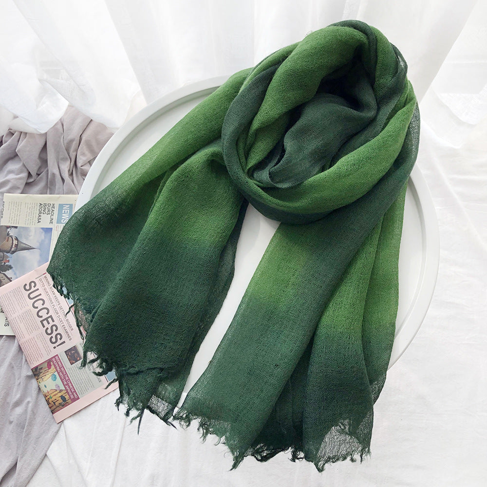 Fashionable Grass Green Lightweight Gradient Color Breathable Imported Tie-Dye Hijab / Orna