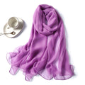 Luxurious Purple Color Transparent Solid Color Soft Long Silk Scarf / Orna