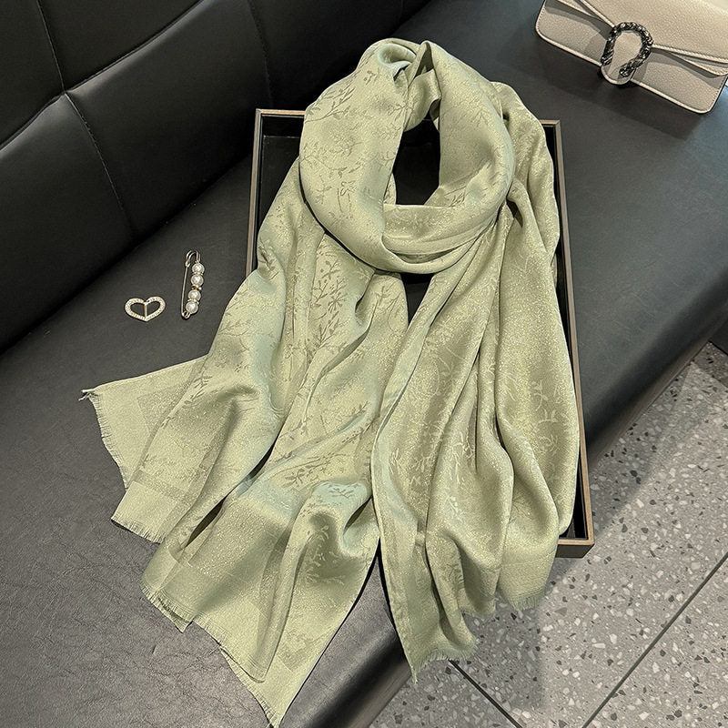 Elegant Olive Green Imported Shiny Party Hijab / Orna