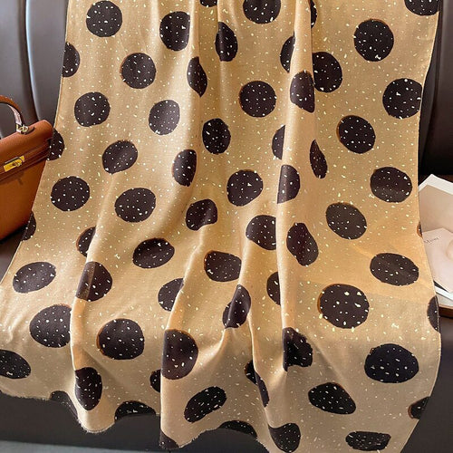 Beautiful Khaki Color Polka Dot Printed Bronzing Color High Quality Imported Long Soft Party Hijab / Orna