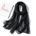 Classy Black Color Transparent Solid Color Soft Long Silk Scarf / Orna