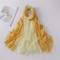 Lovely Yellow Color Soft Gradient Natural Muslim Women Comfortable Imported Crinkle Cotton Hijab / Orna