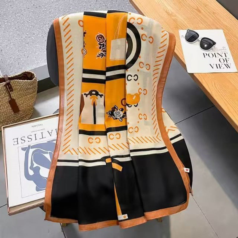 Lovely Caramel Orange Printed Imported Summer Friendly Hijab /Orna
