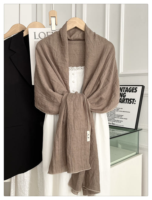 Beautiful Khaki Color Japanese-Style Imported Summer Friendly Long Wrinkled Cotton Hijab / Orna