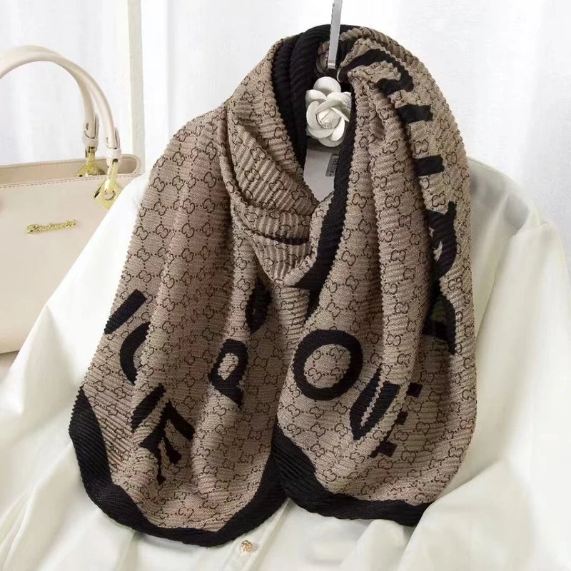 Dark brown stylish crinkled cotton hijab