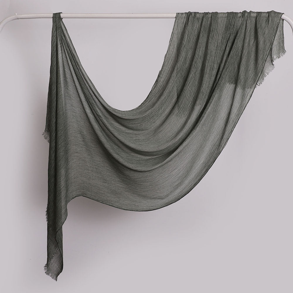 Elegant Gray Green Silver Grey Color Super Soft Summer Friendly Imported Long Rayon Cotton Hijab / Orna