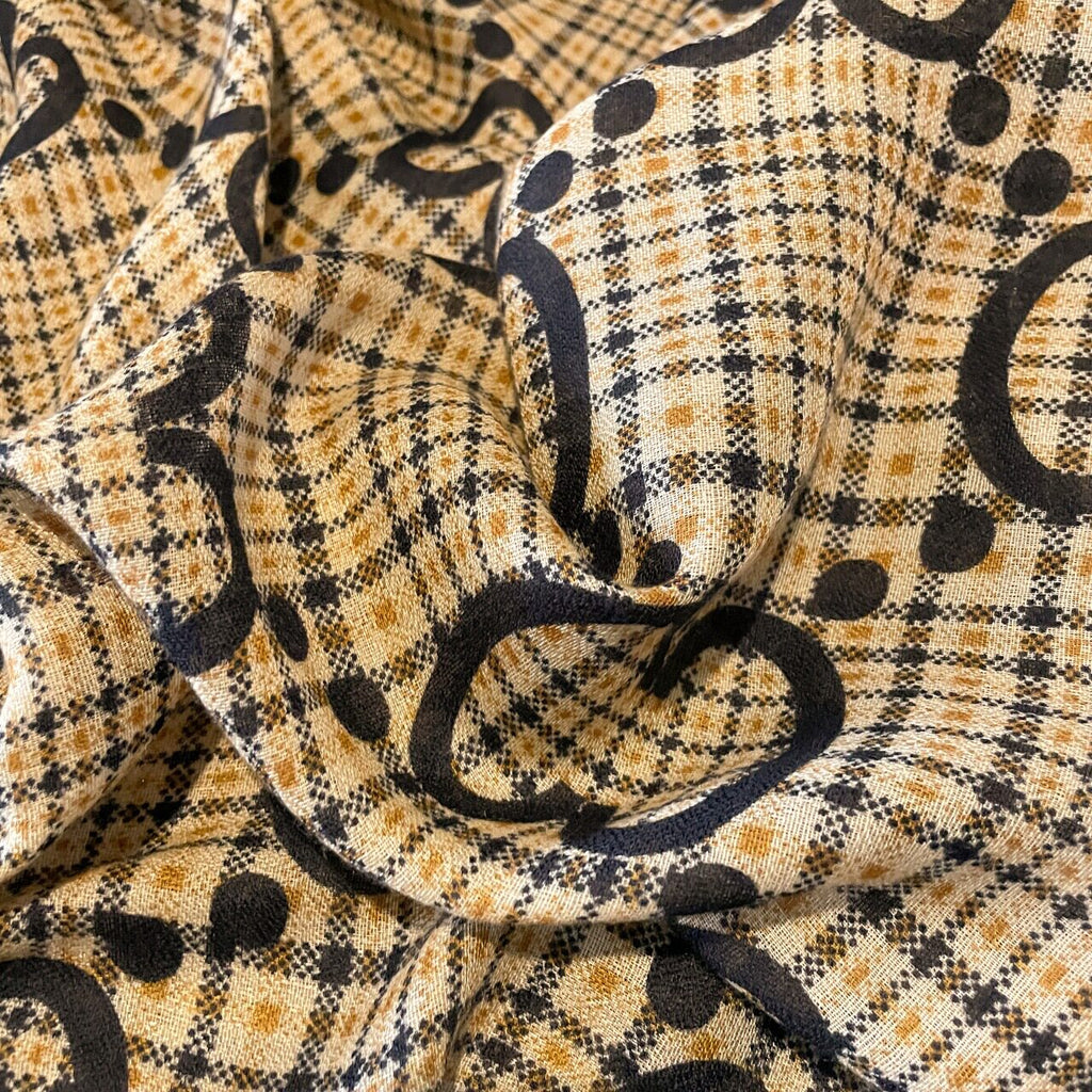 Elegant Golden Beige Mixed Printed Imported Summer Friendly Hijab /Orna