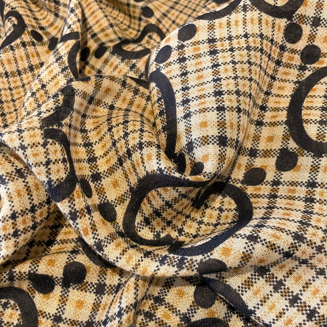 Elegant Golden Beige Mixed Printed Imported Summer Friendly Hijab /Orna