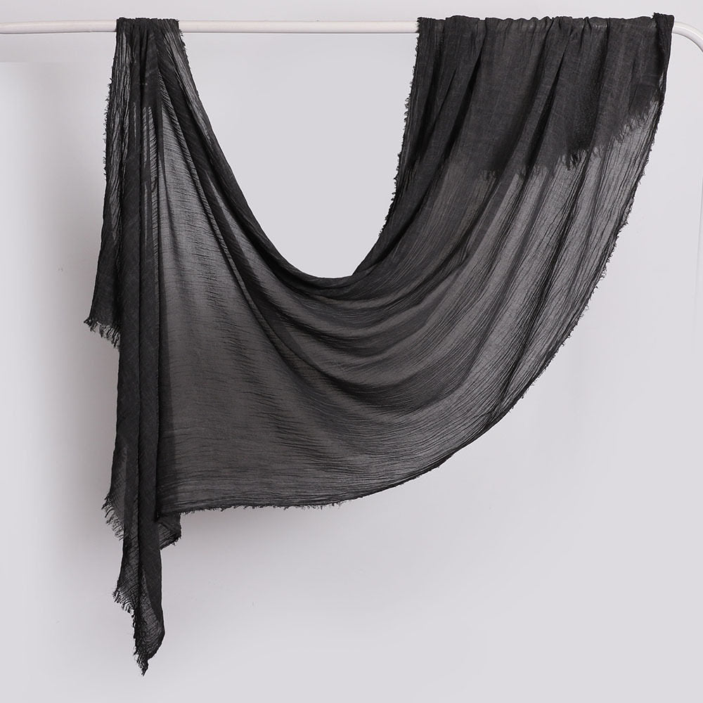 Classy Black Color Super Soft Summer Friendly Imported Long Rayon Cotton Hijab / Orna