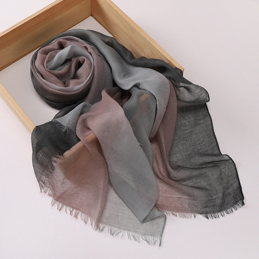 Classy Charcoal Gray Summer Friendly Gradient Color Imported Long Hijab / Orna