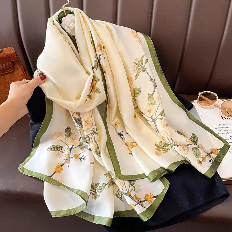 Beautiful flower printed soft silk hijab / orna