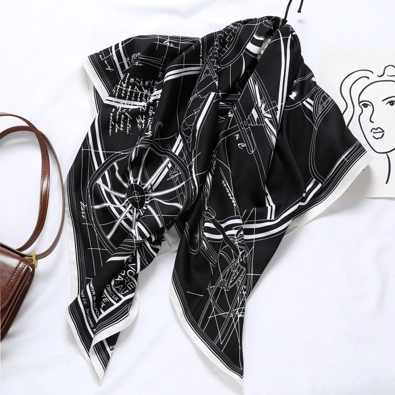 Elegant black silk scarf