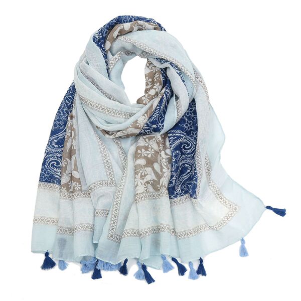 Stunning Vintage Ethnic Style Paisely Printed Soft Long Summer Friendly Tassel Hijab / Orna