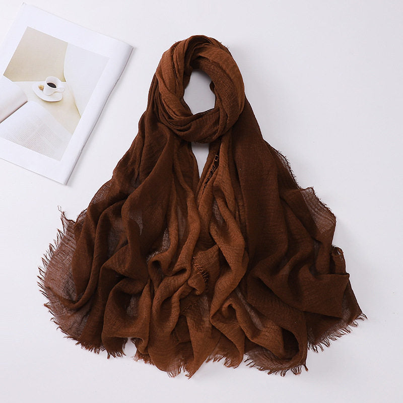 Stunning Chocolate Brown Soft Gradient Natural Muslim Women Comfortable Imported Crinkle Cotton Hijab / Orna