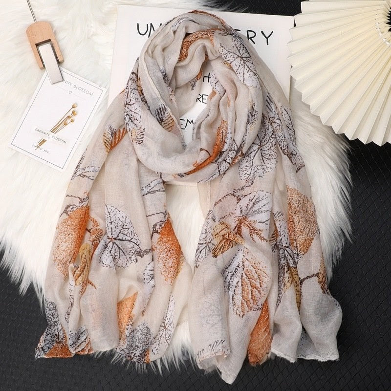 Beautiful orange colour floral printed hijab / orna