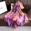 Fashionable Purple Color Imported Long Transparent Silk Scarf / Orna