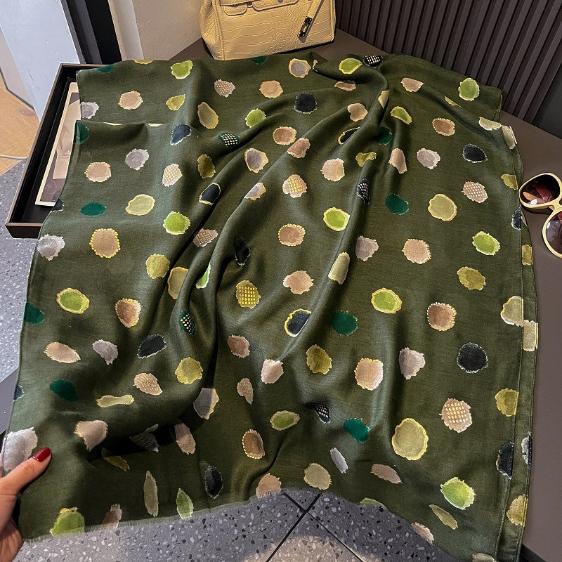 Elegant green colour polka dot soft cotton hijab