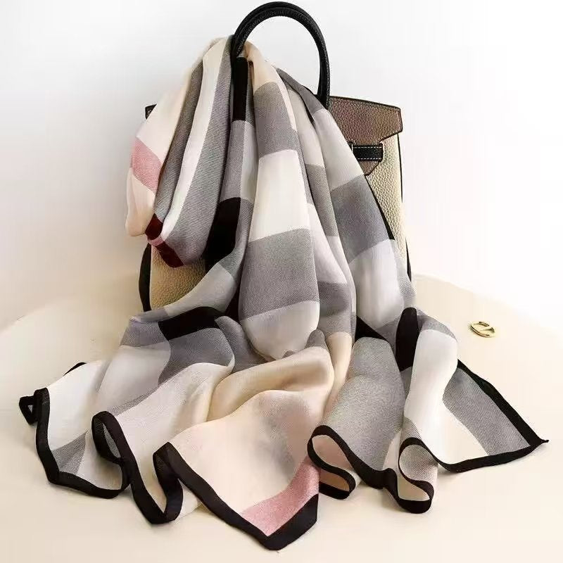 Stylish plaid designed silk hijab / orna