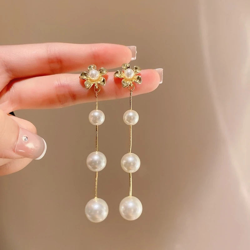 Stunning pearl tassel earrings