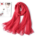 Stunning Crimson Red Color Transparent Solid Color Soft Long Silk Scarf / Orna