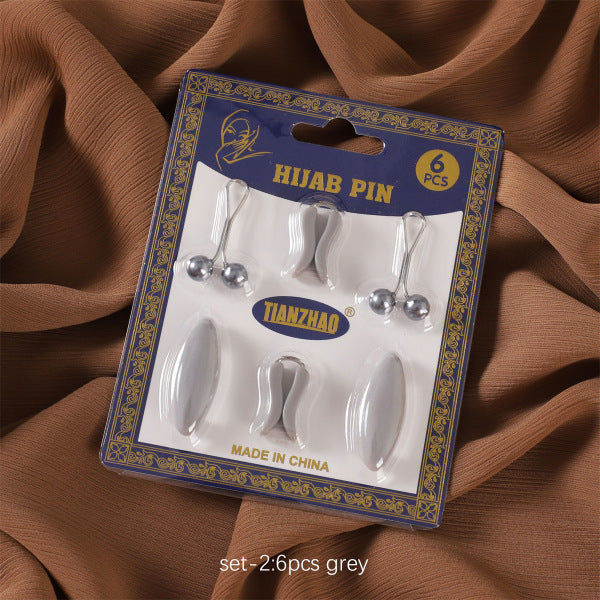 Foreign Trade Imported Simple Plastic Gray Safety Pin suit Cap Needle Silk Scarf Clip Neck Clip Headscarf Needle Pearl Clip Scarf Clip