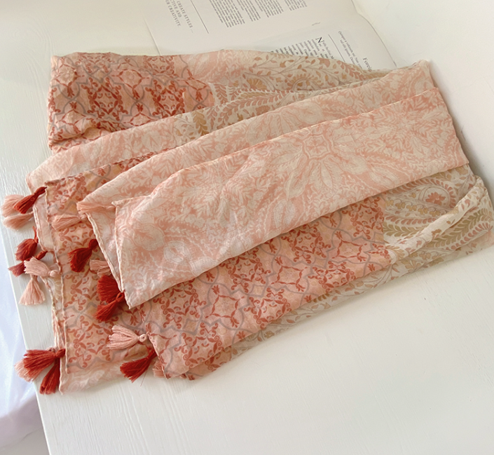 Sophisticated pink colour soft long summer friendly hijab / orna