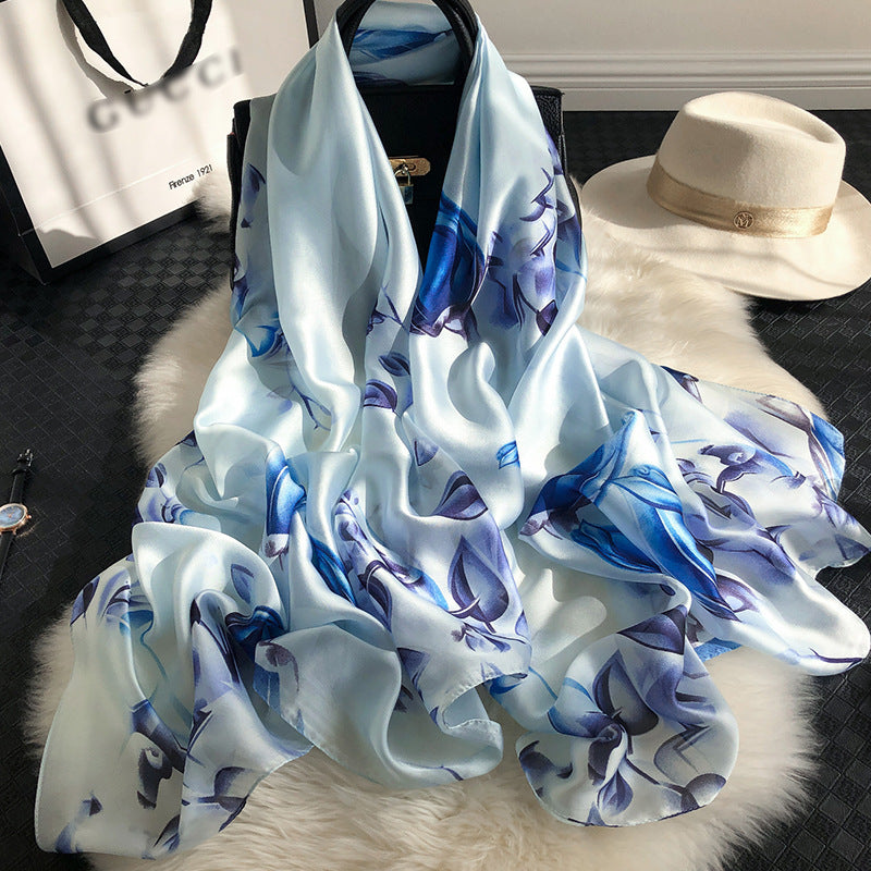 Elegant Sky Blue Silk Hijab / Orna