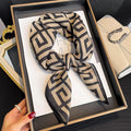Beige & Black Mixed Patterned Silk Scarf