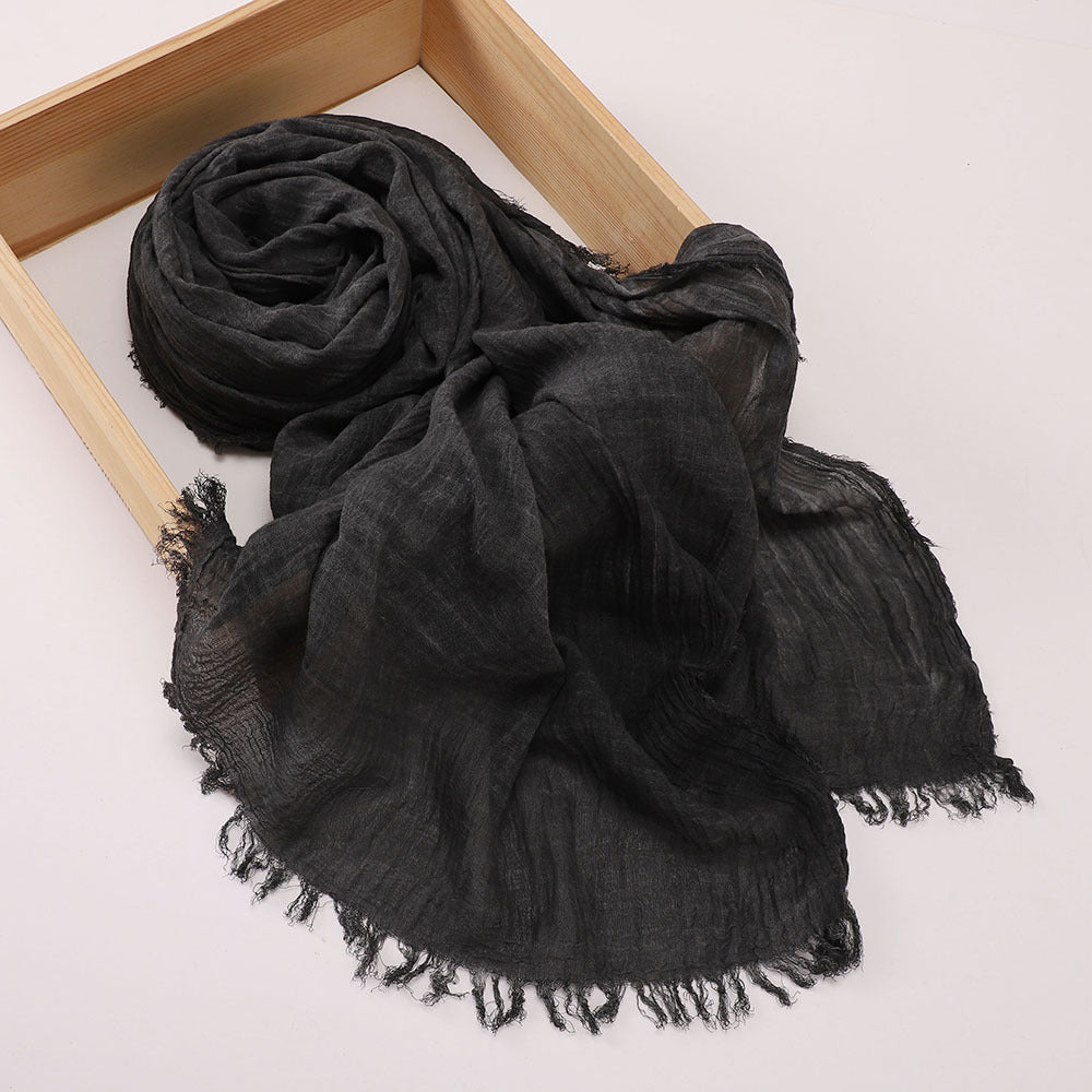 Classy Black Color Super Soft Summer Friendly Imported Long Rayon Cotton Hijab / Orna