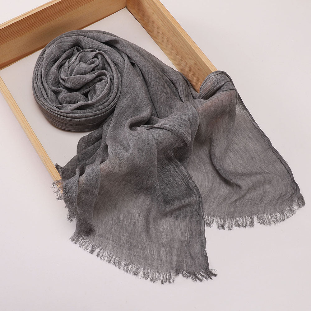 Fashionable Grey Color Super Soft Summer Friendly Imported Long Rayon Cotton Hijab / Orna