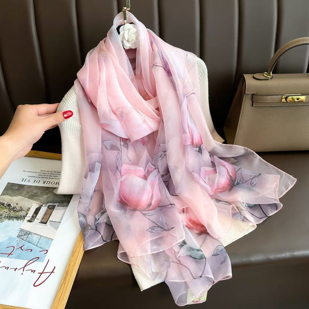 Pretty Pink Color Imported Long Silk Scarf / Orna