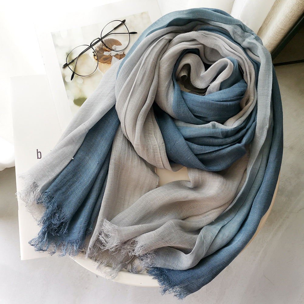 Classy Light Blue Gradient Color Soft Cotton Hijab / Orna