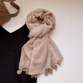 Pretty Nude Pink Fringed Vintage-Style Imported Super Soft Long Summer Friendly Tassel Cotton Hijab / Orna