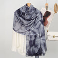 Elegant Smoke Black High Quality Tie-Dye Rayon Cotton Scarf Women Girl Ombre Striped Imported Long Crinkle Breathable Printed Hijab / Orna