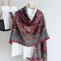 Gorgeous maroon color paisley printed soft long hijab / orna