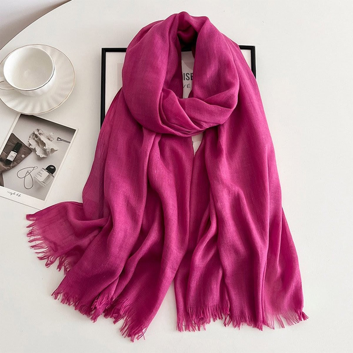Gorgeous Magenta Color Imported Super Soft Big Size Summer Friendly Cotton Hijab / Orna