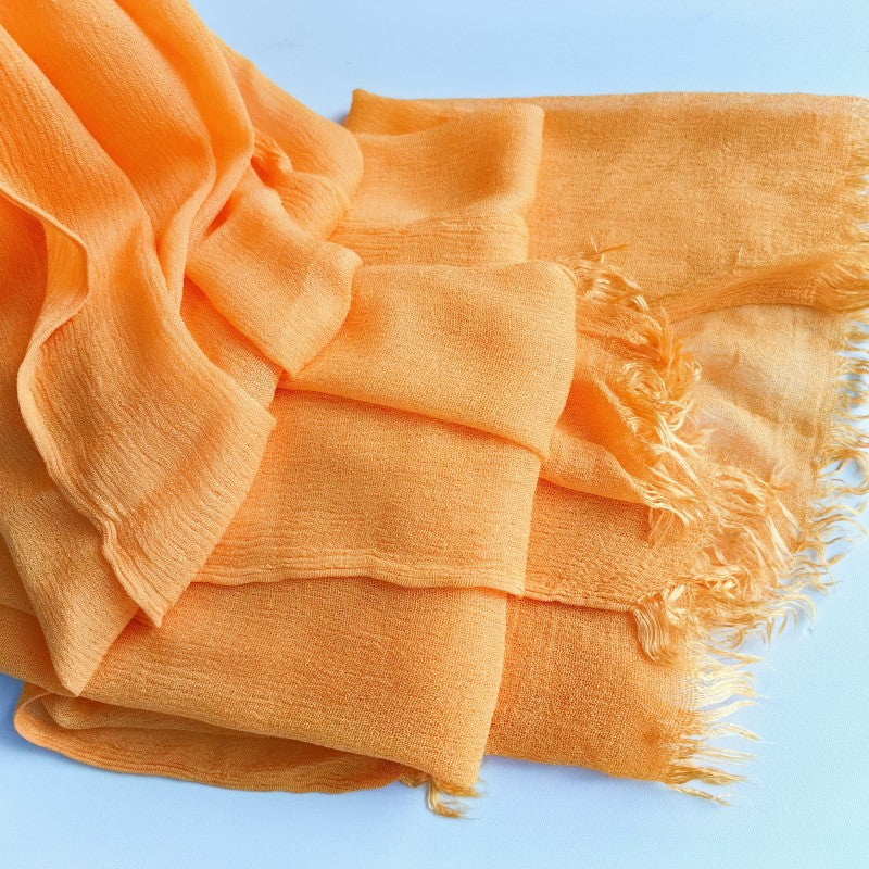 Fashionable Orange Color Imported Super Soft Breathable Long Rayon Cotton Hijab / Orna