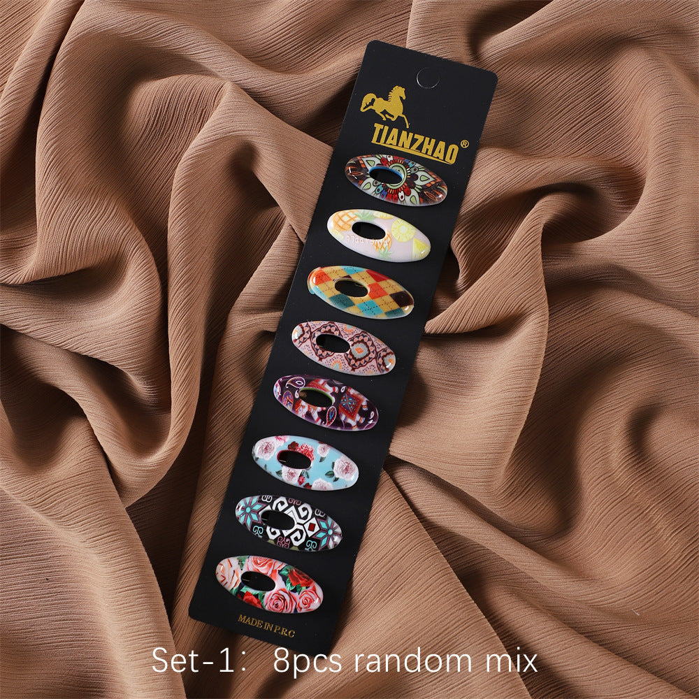 New Cross-border Printing Cover Needle Jewelry Neck Clip Oval Pin Scarf Buckle Fixed Scarf Imported Safety Pin