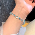 Elegant Blue Light Luxury Niche Exquisite High-End Trendy Zircon Adjustable Imported Bracelet for Women with Elegant Sparkling Crystal Design