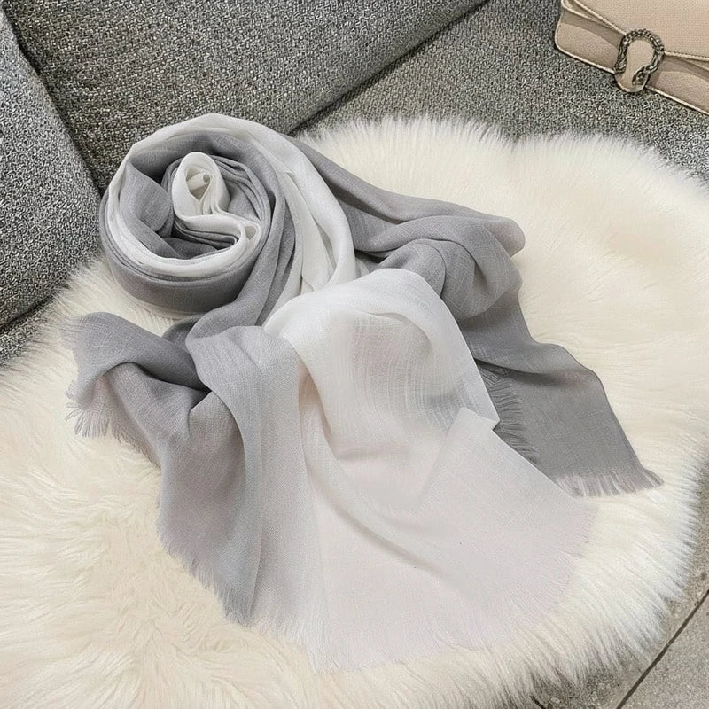 Classy gray & white color cotton hijab