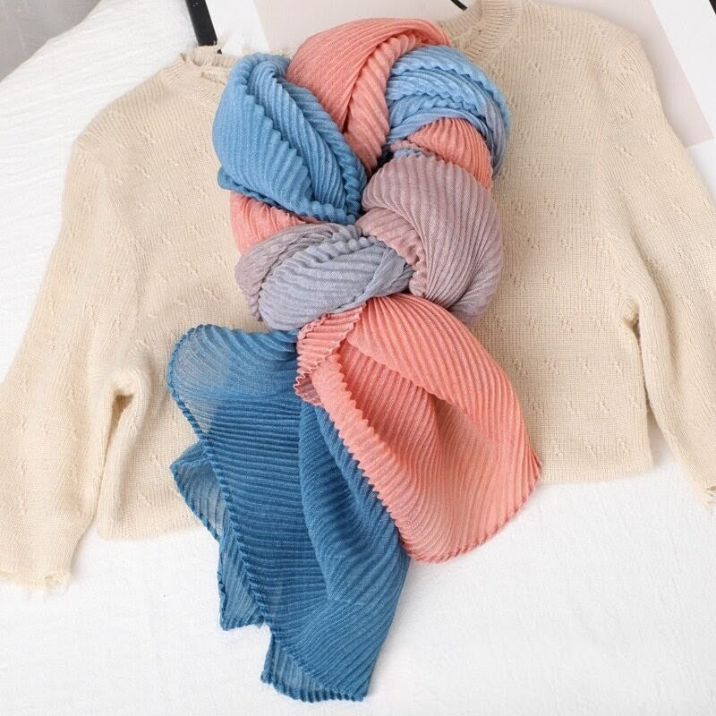 Gorgeous pink blue color imported long silk gradient hijab / orna