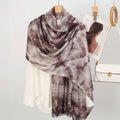 Fashionable Coffee Brown High Quality Tie-Dye Rayon Cotton Scarf Women Girl Ombre Striped Imported Long Crinkle Breathable Printed Hijab / Orna