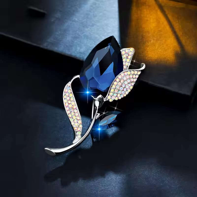 Classy Blue Flower Tulip Imported Brooch Pin
