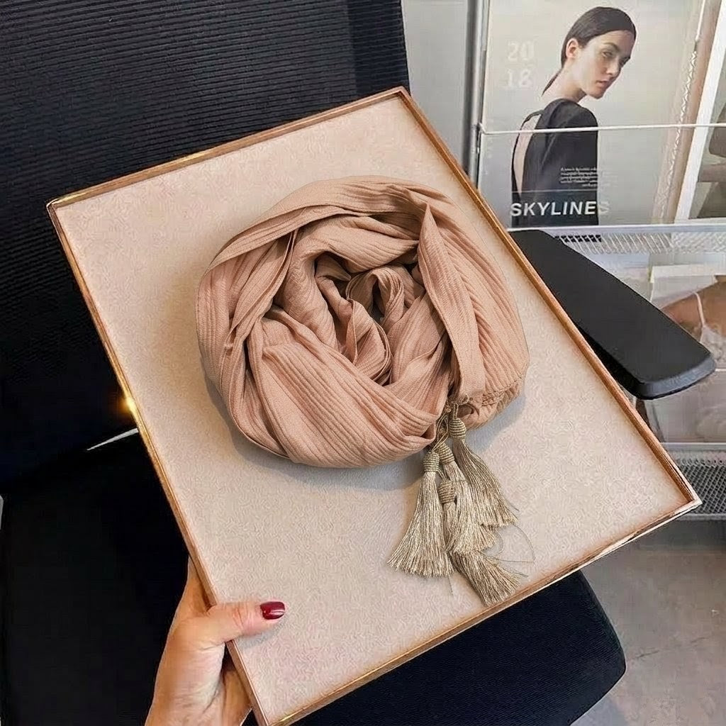 Beautiful Peach Beige Color Soft Cotton Long Hijab