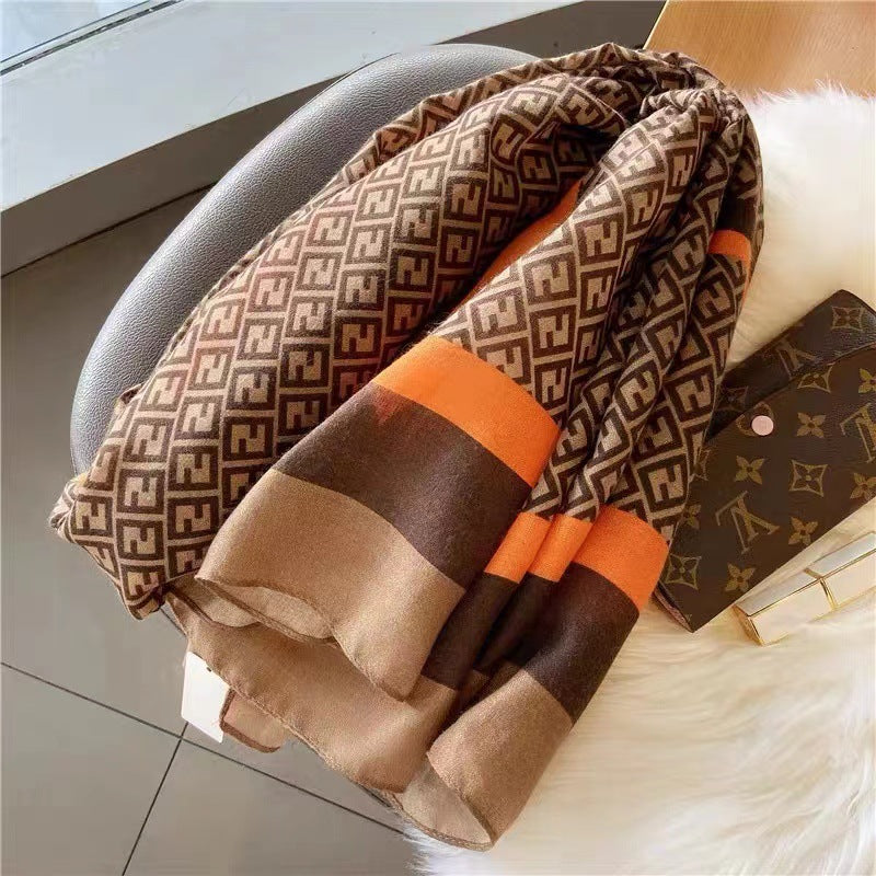 Imported classy brown printed soft viscose hijab / orna