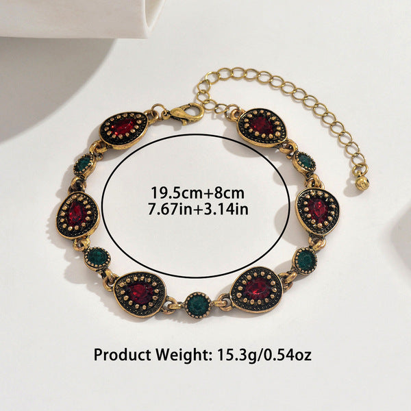 Cross-Border Xiyin Retro Ruby Imported Crystal Bracelet Inlaid with High-Quality Rhinestones For Women Lady Gift