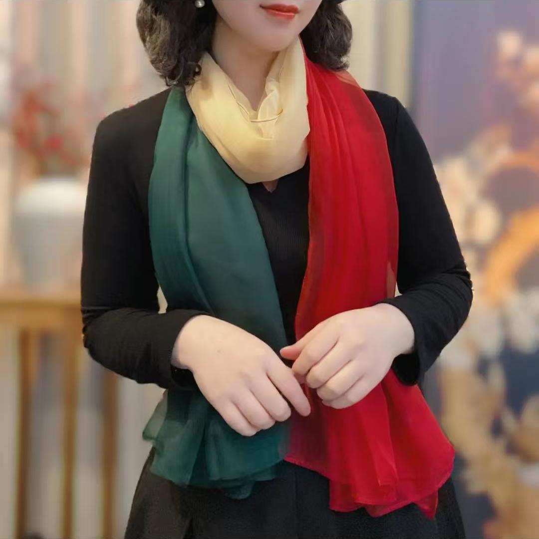 Stunning dark green colour long silk scarf