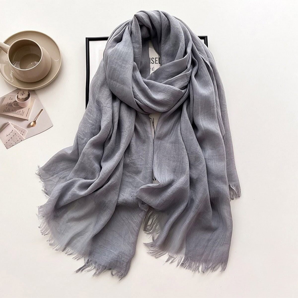 Classy Light Gray Imported Super Soft Big Size Summer Friendly Cotton Hijab / Orna