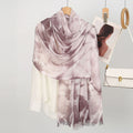 Classy Taupe-Purple Color High Quality Tie-Dye Rayon Cotton Scarf Women Girl Ombre Striped Imported Long Crinkle Breathable Printed Hijab / Orna