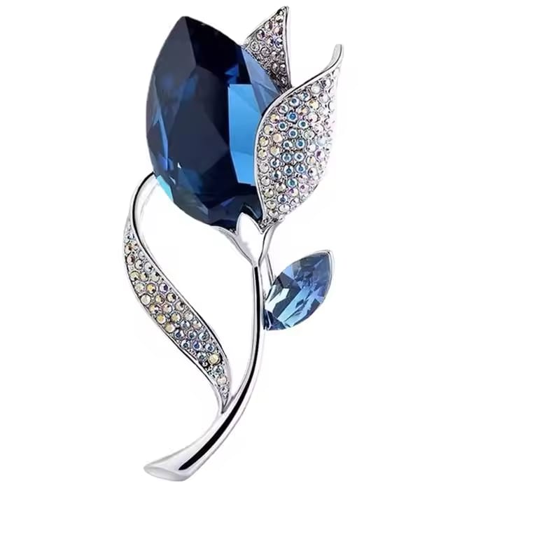 Classy Blue Flower Tulip Imported Brooch Pin